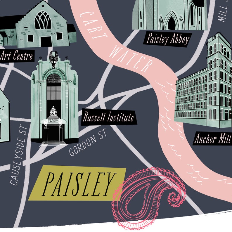 A3 map print - Paisley