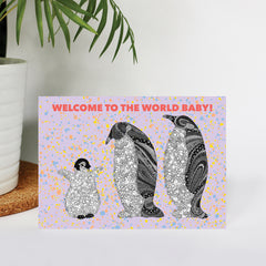 Penguins welcome to the world card