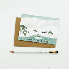 Merry Christmas snowy mountains and bothy card