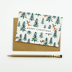 Pack of 8 Merry Christmas reindeer and trees cards