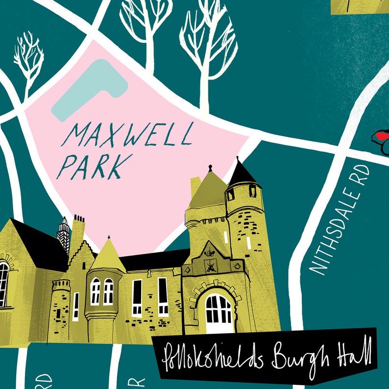 A3 Glasgow print - Pollokshields & Maxwell Park