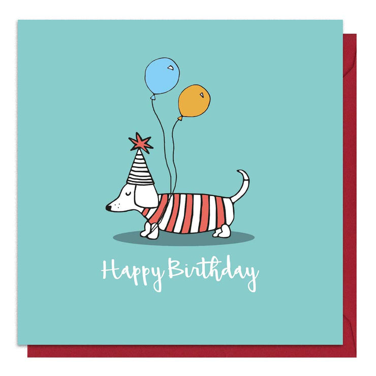 Happy birthday dog with balloons card (2 designs available)