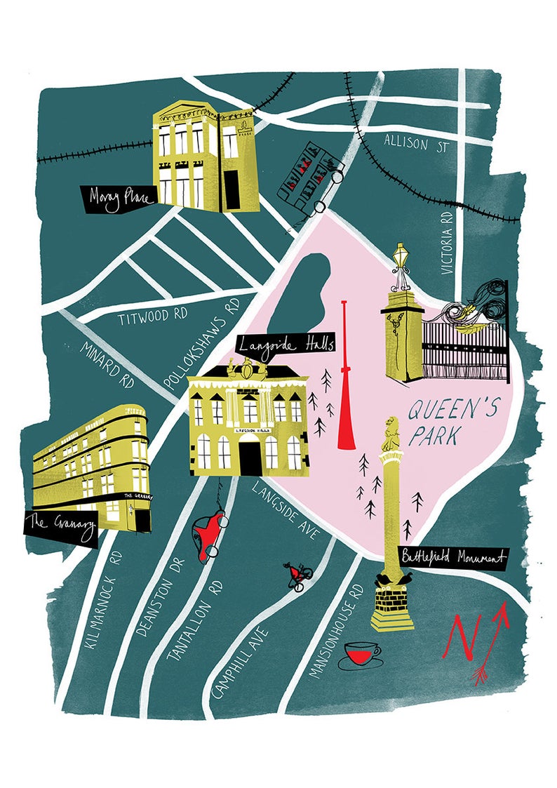 A3 Glasgow print - Shawlands & Queen's Park