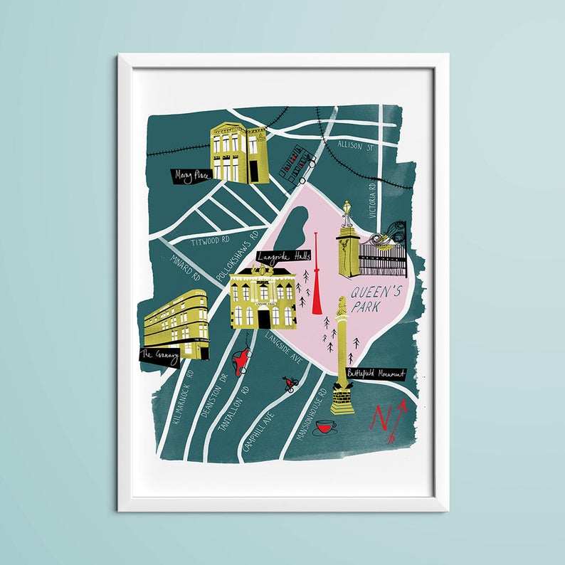 A3 Glasgow print - Shawlands & Queen's Park