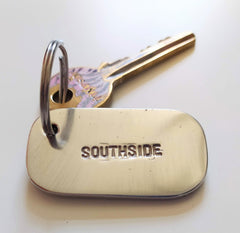 Hand stamped aluminium keyring - Southside