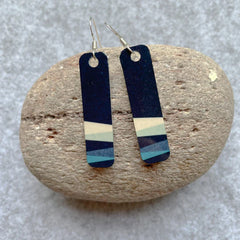 'Strata' printed aluminium long earrings (different colours available)