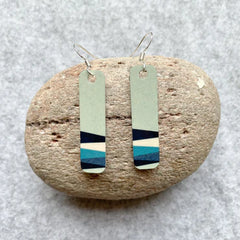 'Strata' printed aluminium long earrings (different colours available)