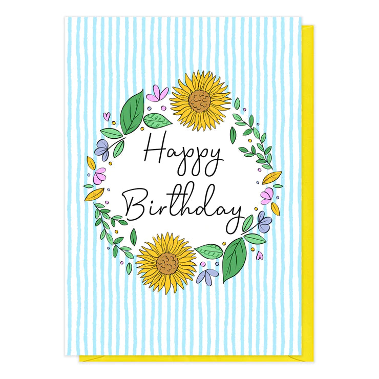 Happy birthday sunflower wreath card