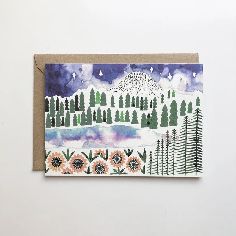 Illustrated card - sunflower lake