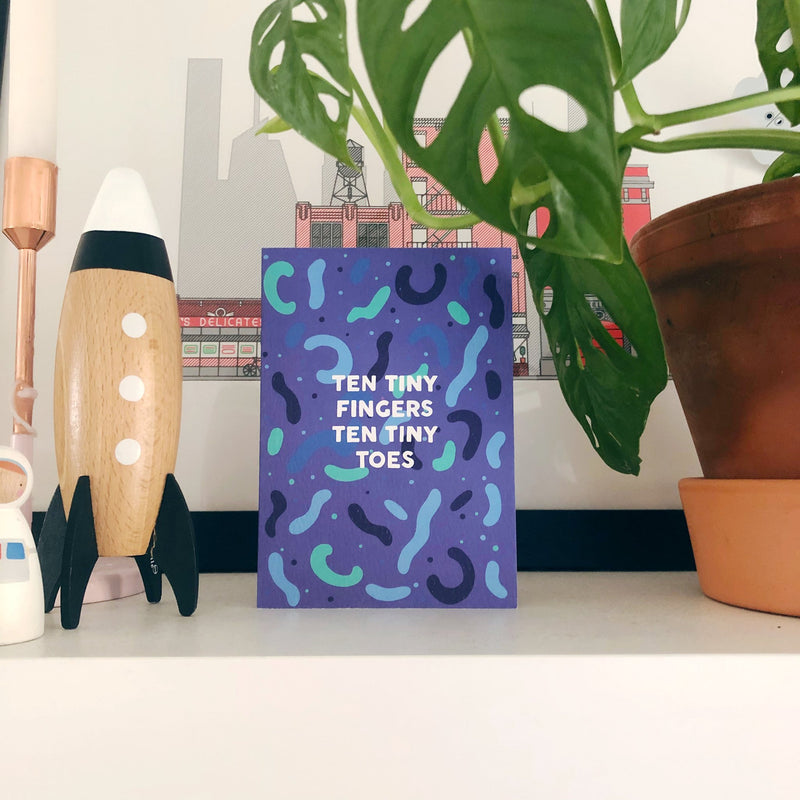 Ten tiny fingers card - blue or pink