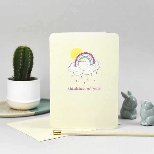 Thinking of you - cloud, rainbow and sun card