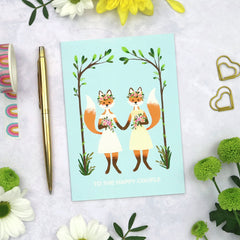 To the happy couple - 2 foxes card