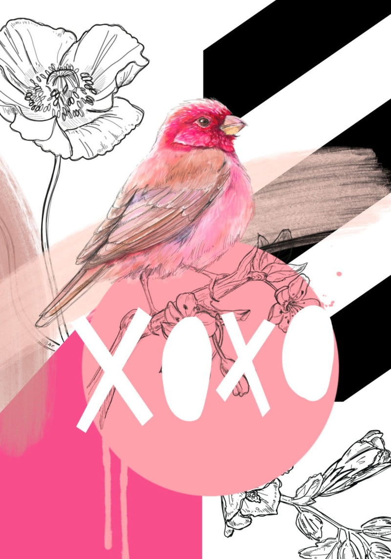 XOXO Rose Finch card
