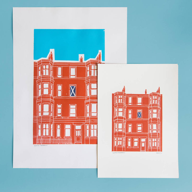 Scottish Tenements Lino print (A4 or A3) - 2 colourways available