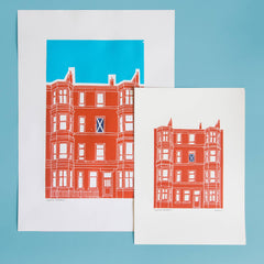 Scottish Tenements Lino print (A4 or A3) - 2 colourways available