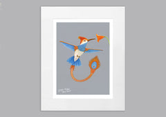 'Ginger-Tailed Bru-Bird' mounted print