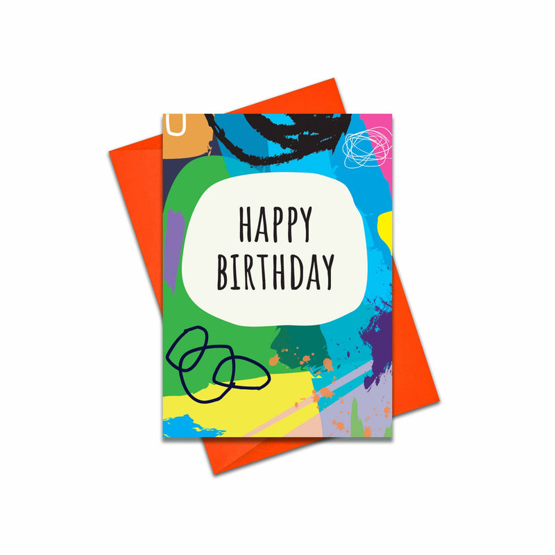 Happy birthday - bright abstract shapes card