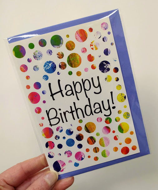 Happy birthday - spots/white background card