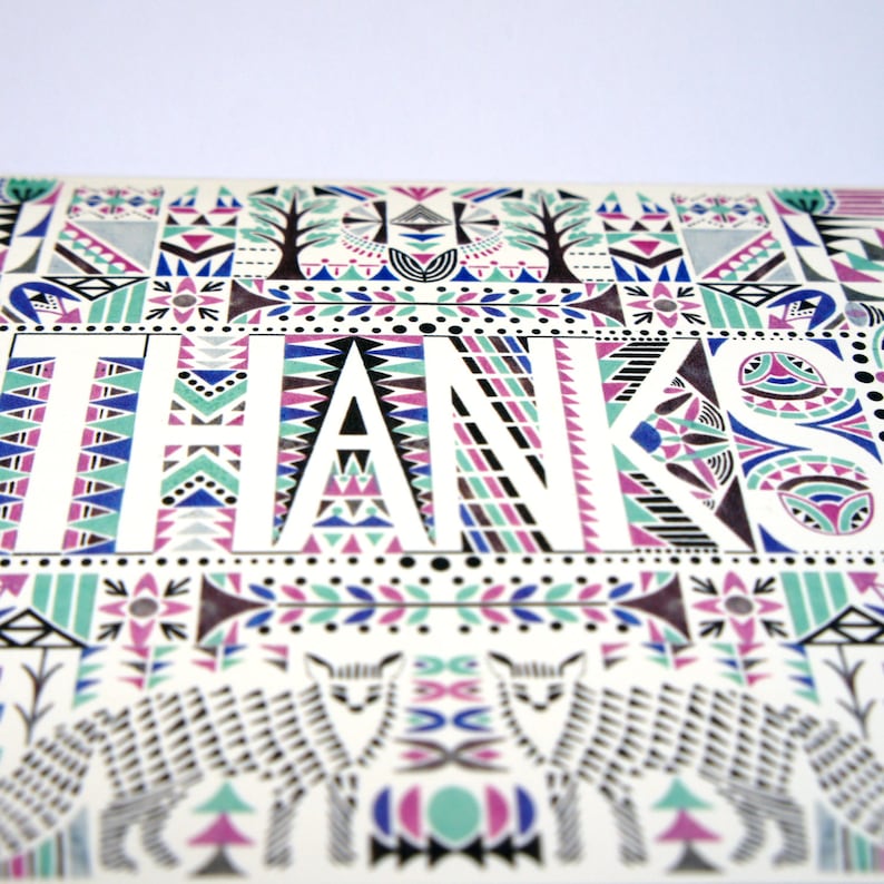 Thanks - foxes & geometric patterns card