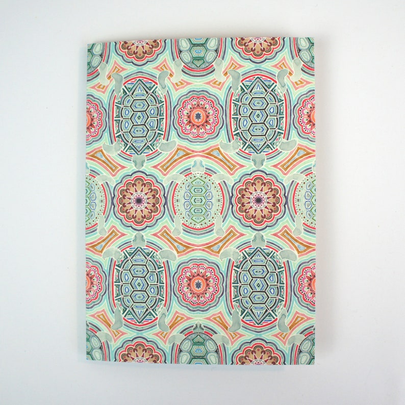 A5 lined notebook - tortoise & geometric shapes