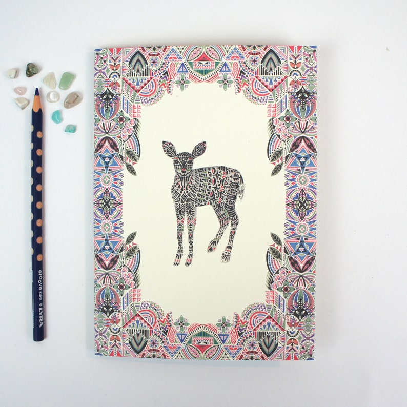 A5 lined notebook - fawn & geometric shapes