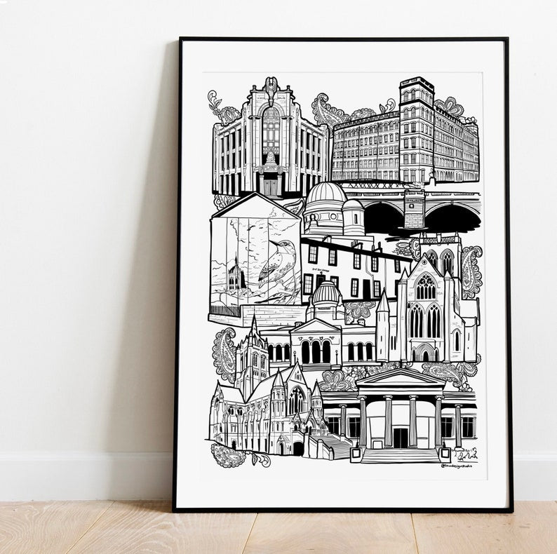 Paisley Landmarks print - available in either A3 or A4 size