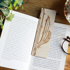 Cactus wooden bookmark