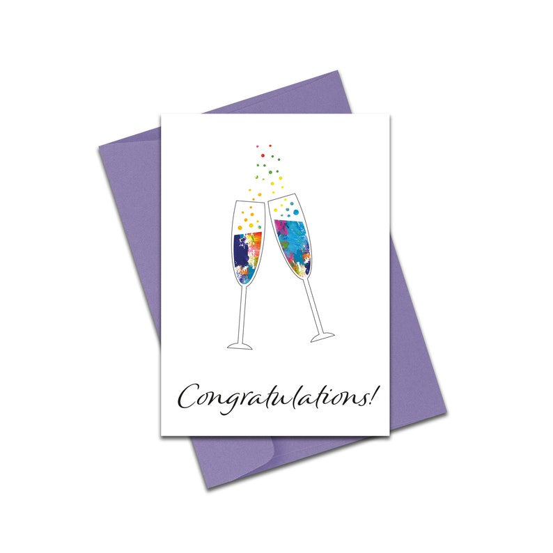 Congratulations - 2 champagne glasses card