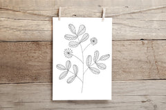 Minimalist floral print - available in A4 or A5 size