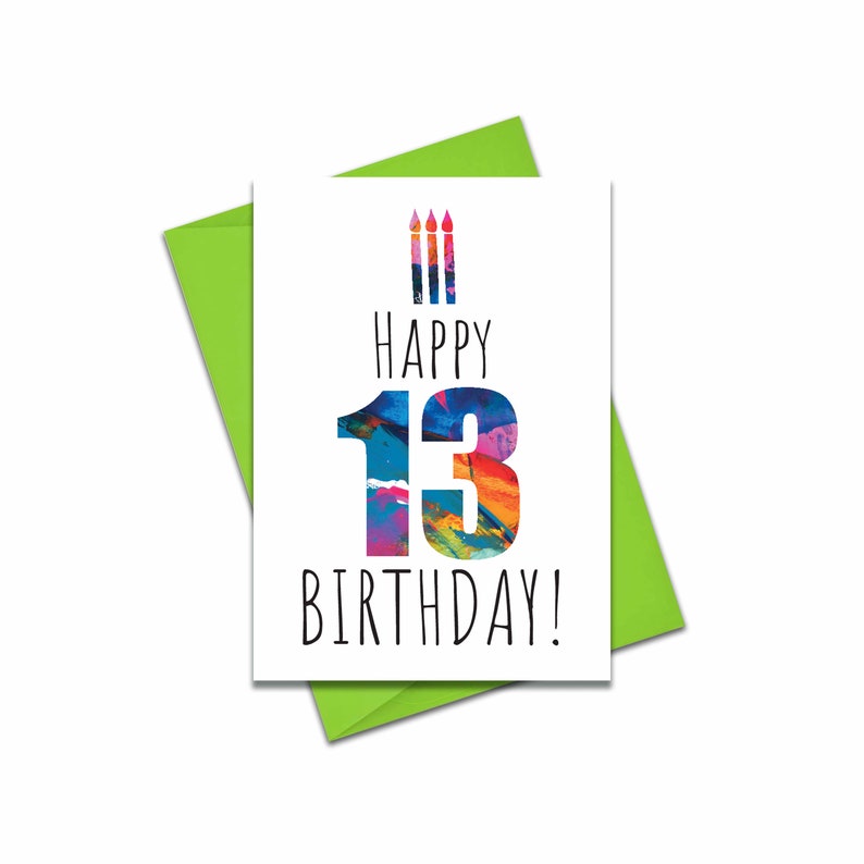 Happy 13 birthday candles card
