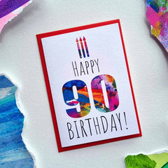 Happy 90 birthday candles card