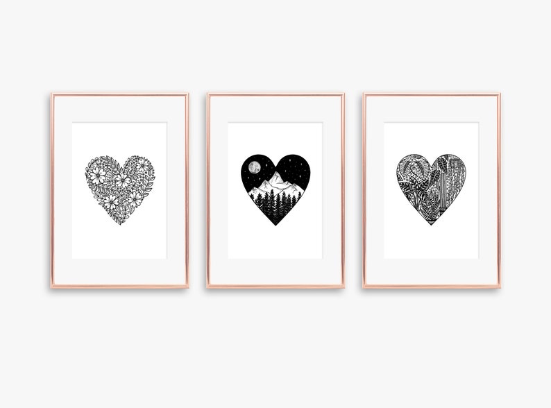 Flower heart print - A4 or A5 size