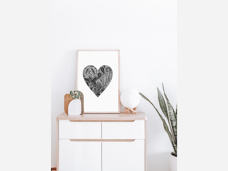 Houseplant heart print - A4 or A5 size