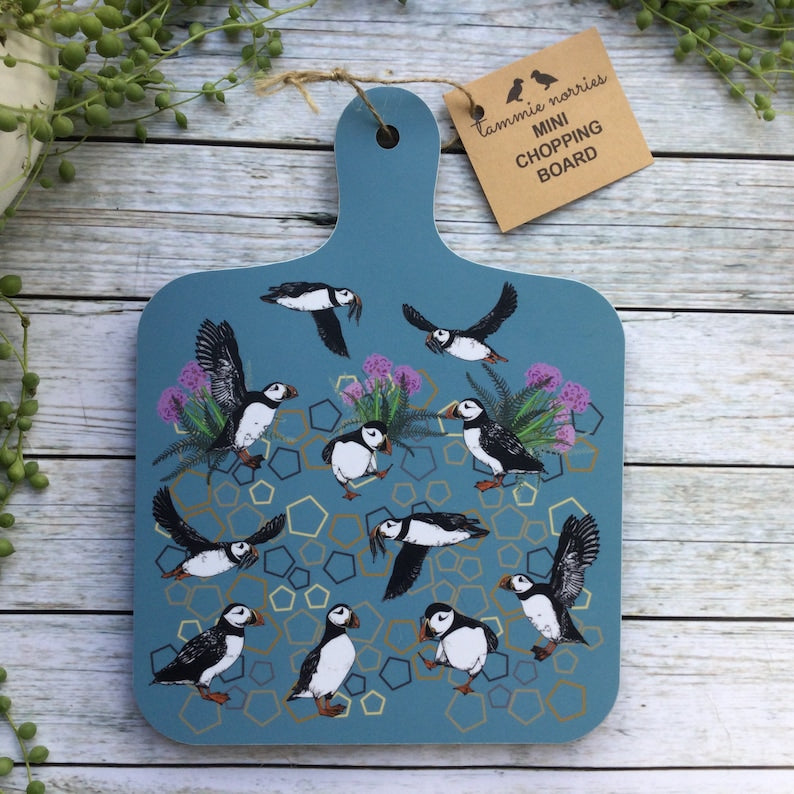 Chopping/cheese board - A Circus of Puffins (available in 2 sizes)