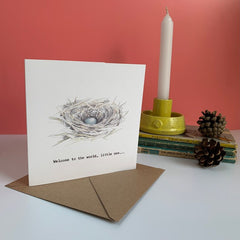 Welcome to the world, little one... birds nest with egg card (available with blue or pink egg)