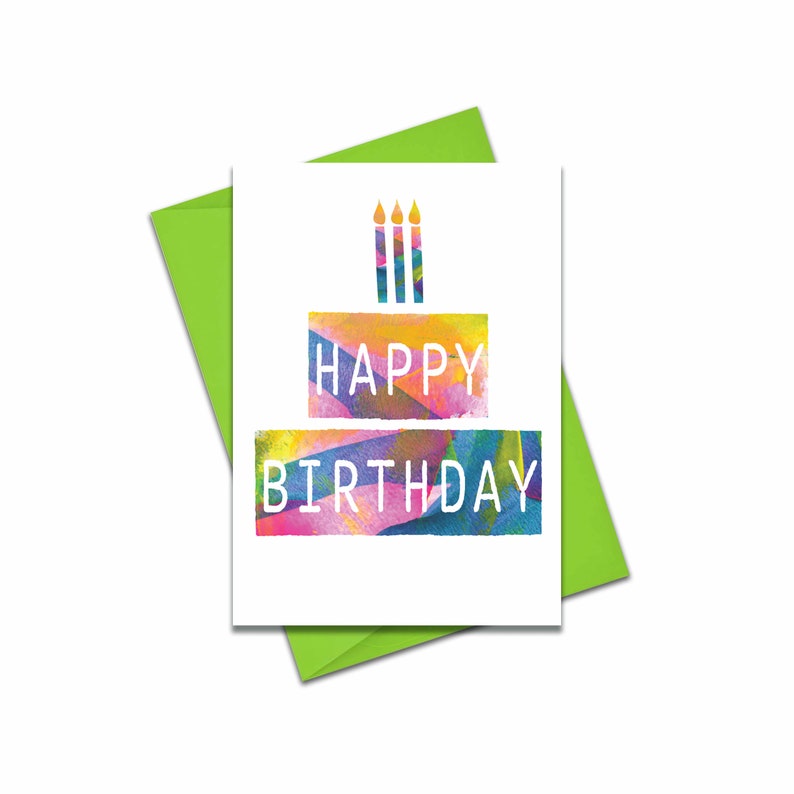 Happy birthday abstract cake and candles card