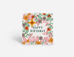 Happy birthday white flowers card