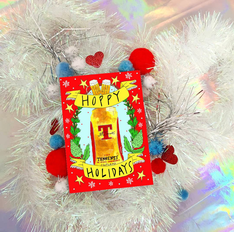 Hoppy holidays Christmas card