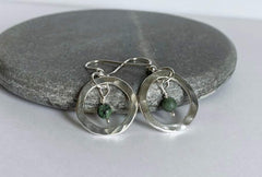 Sterling silver hoop earrings with African turquoise jasper