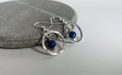 Sterling silver hoop earrings with Lapis Lazuli