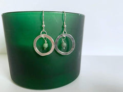 Sterling silver hoop earrings with African turquoise jasper