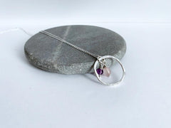 Sterling silver necklace with amethyst and rose quartz