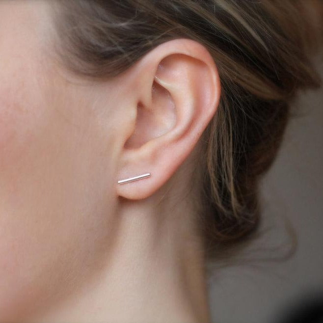 Stud earrings – Sterling Silver rectangular bar