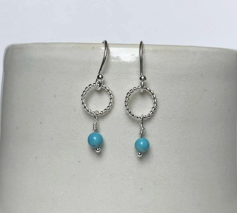 Sterling silver and Turquoise bead drop earrings