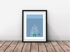 Paddle boarding A4 mounted print