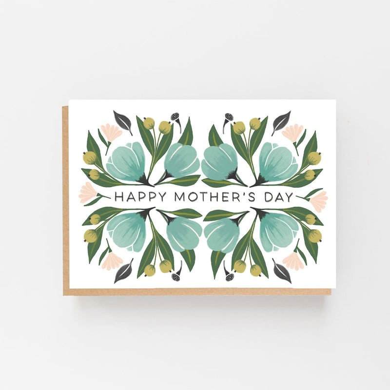 Happy Mother's Day floral card (blue or green)