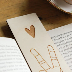 Peace and love wooden bookmark