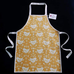 PVC apron – Narvik birds/ochre (small or large)