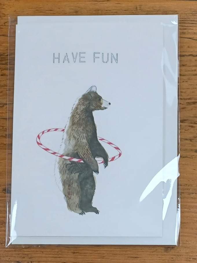 Have fun bear with hula hoop card