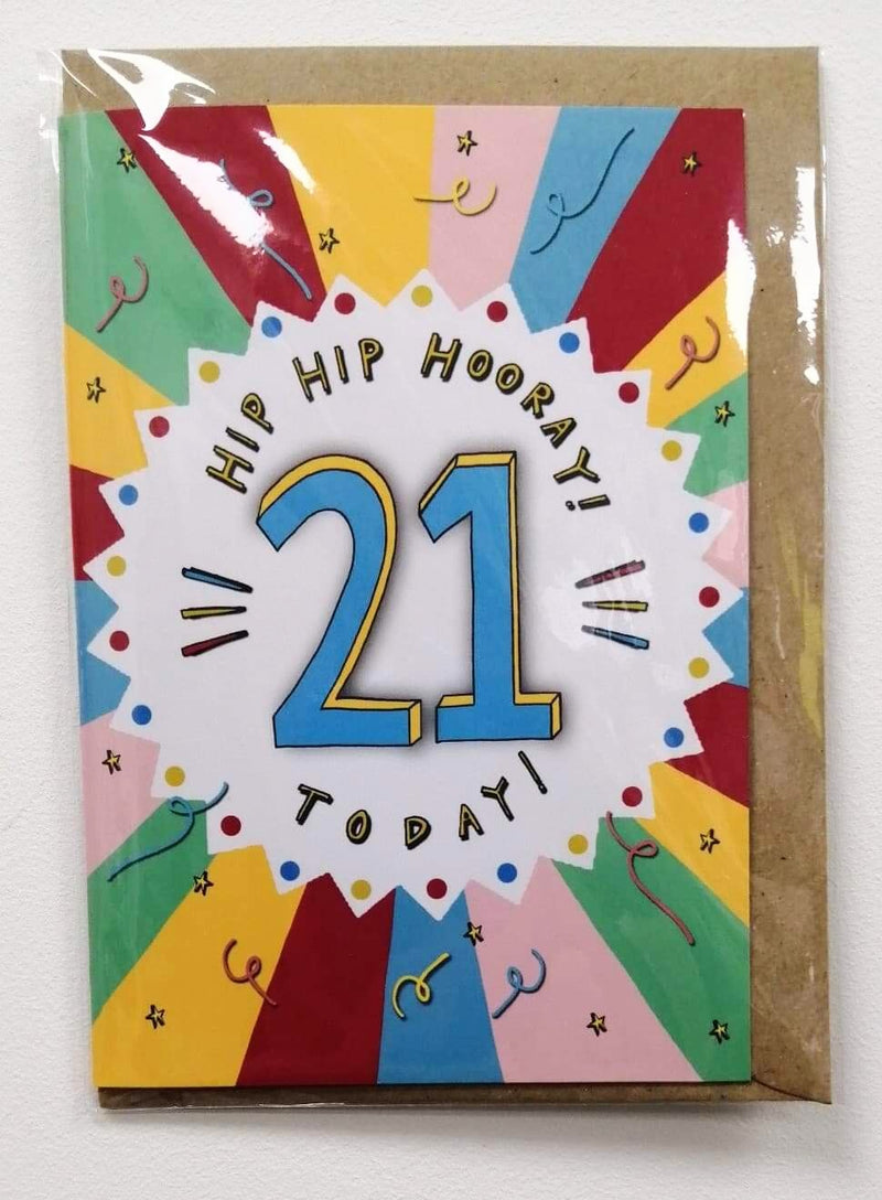 21 today hip hip hooray card